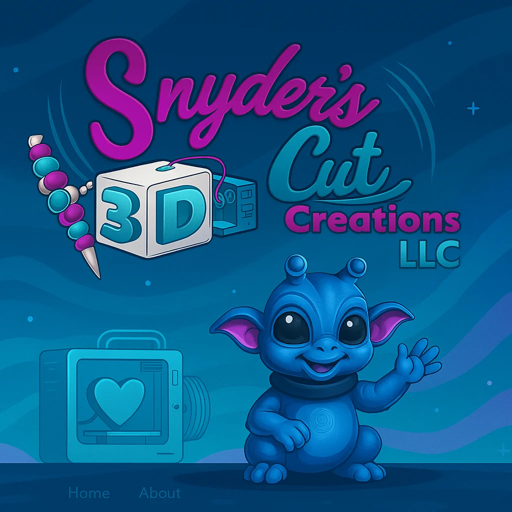 3D prints and mascot illustration